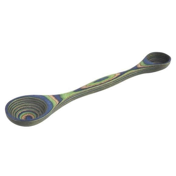 NWT Island Bamboo 9" Peacock Pakkawood 2 in 1 Double Sided Measuring Spoon - Picture 1 of 5